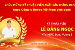CHÚC MỪNG KỸ THUẬT VIÊN XUẤT SẮC ĐƯỢC CÔNG TY Honda VIỆT NAM VINH DANH