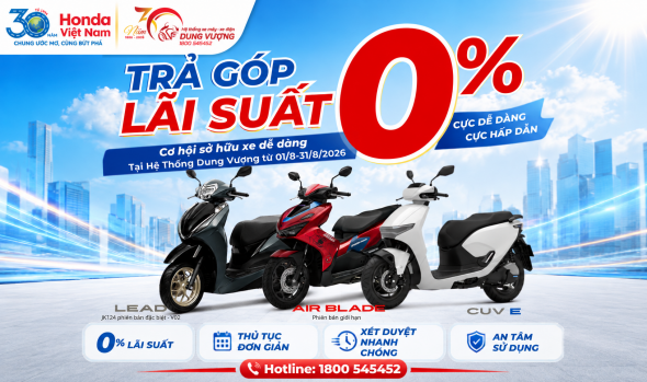  TRẢ GÓP LÃI SUẤT 0% – CƠ HỘI LÊN ĐỜI HONDA NGAY HÔM NAY 